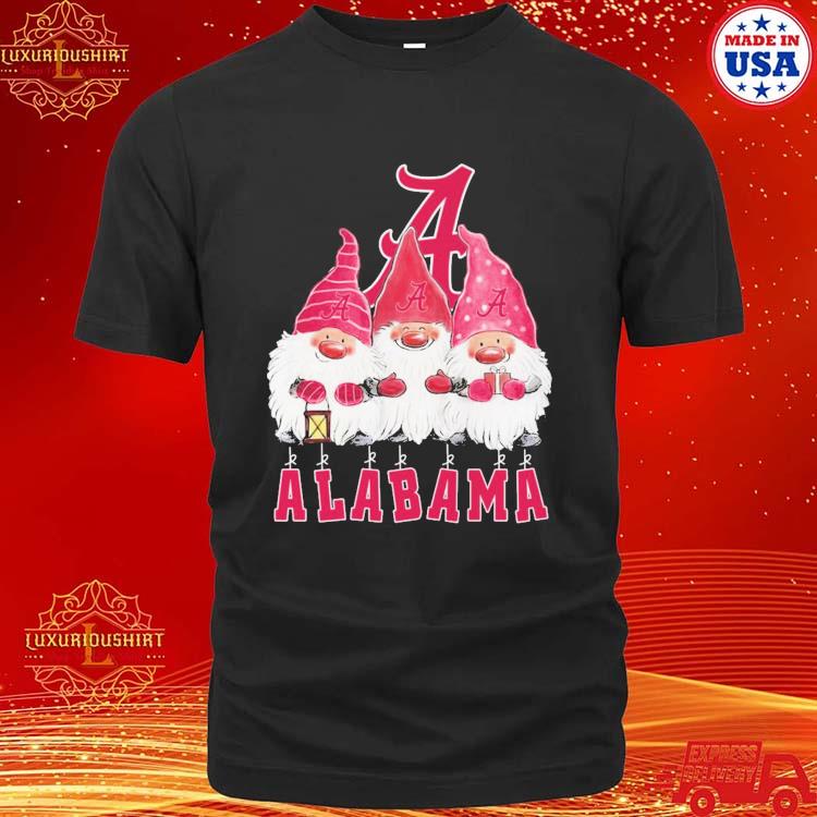 Official Cute Christmas Gnomes Alabama Crimson Tide Football Logo T-shirt