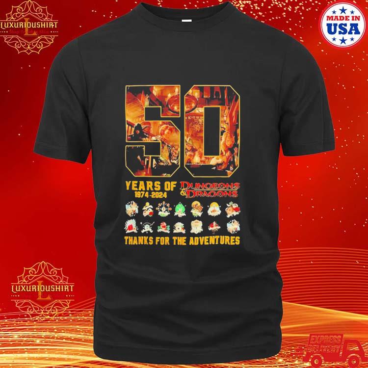 Official Dungeons And Dragons 50 Years Of 1974 2024 Thank You For The Adventures T-Shirt