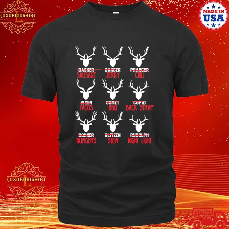 Official funny Christmas Deer Hunters All Of Santa’s Reindeer Design T-shirt