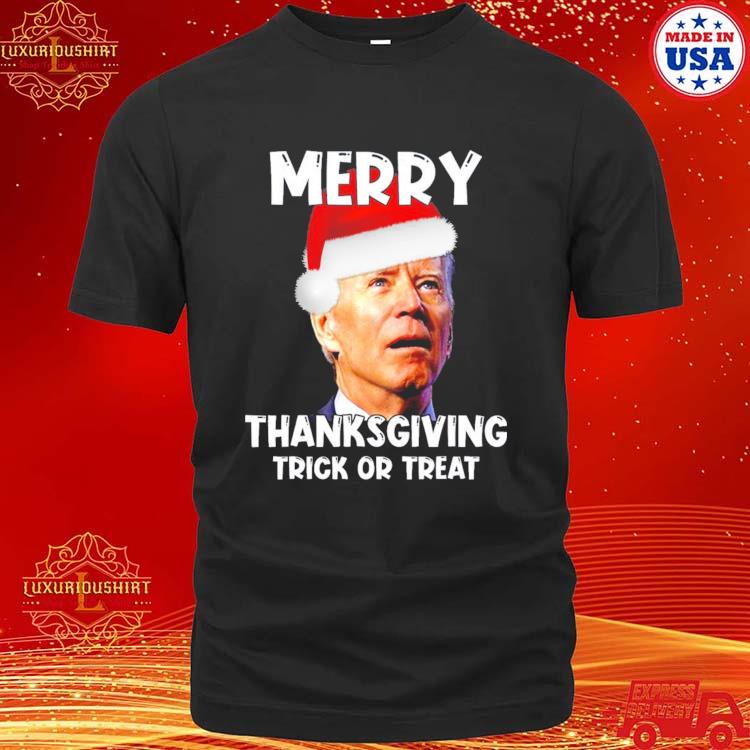 Official funny Joe Biden Santa Hat Merry Thanksgiving Christmas T-shirt