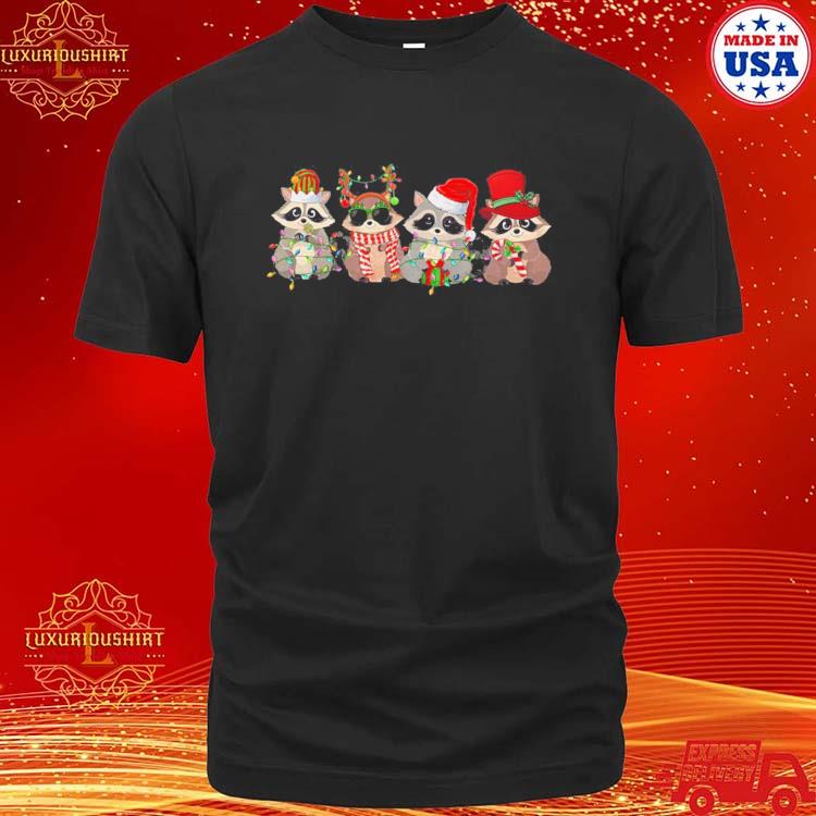 Official funny Racoon Christmas Santa Hat Xmas Animal Racoon Lover T-shirt