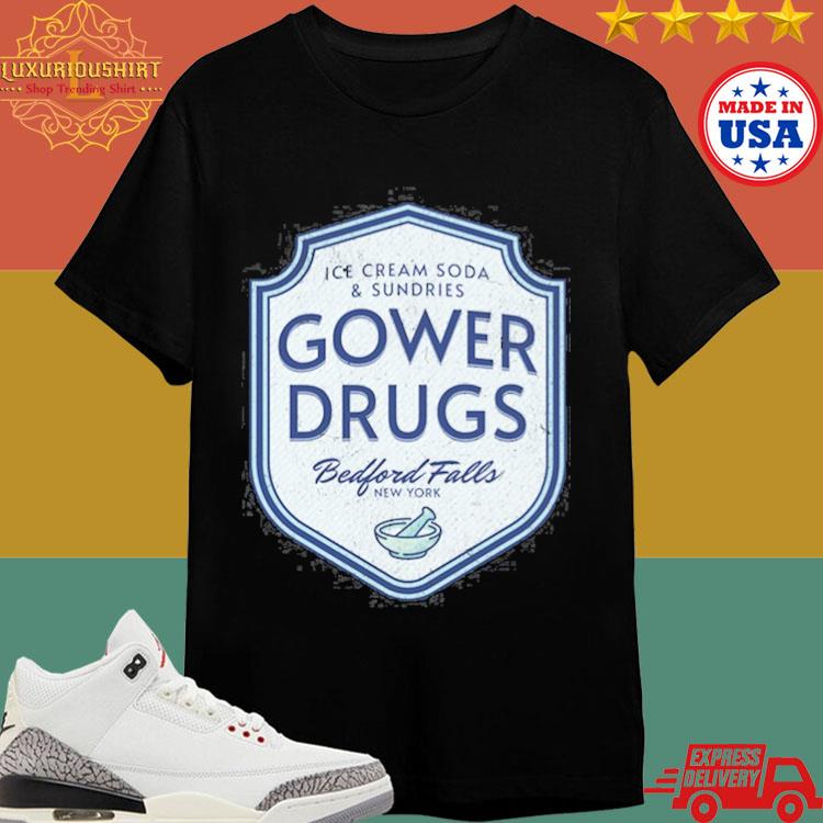 Official Ice Cream Soda And Sundries Gower Drugs Bedford Falls New York Shirt