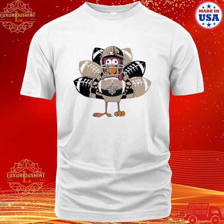 Official new Orleans Saints Giving Turkey Chicken Rugby Balls T-shirt
