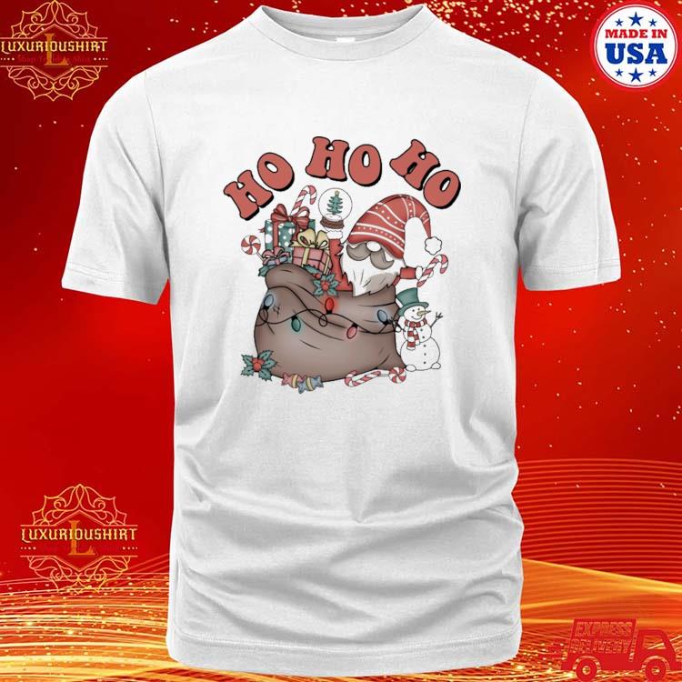 Official Santa Claus And Gift Funny Ho Ho Ho Santa Merry Christmas Light T-shirt