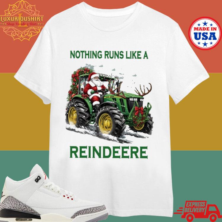 Official Santa Claus Driving Tractor Nothing Runs Like A Reindeer Merry Christmas 2023 T-shirt