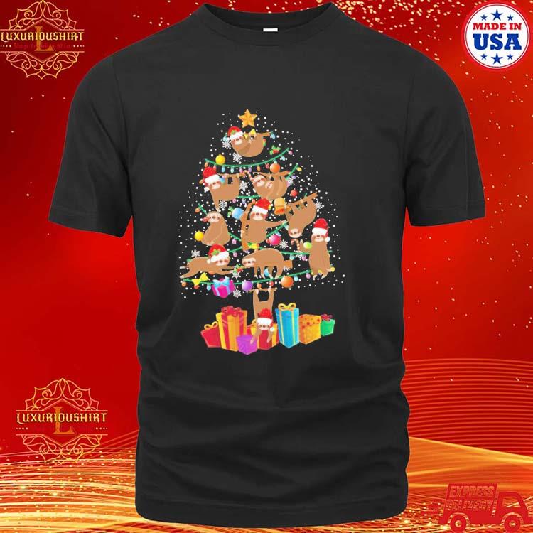 Official sloth Christmas Ornament Christmas Tree And Gifts T-shirt