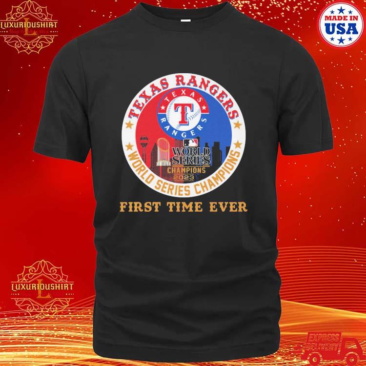 Official Texas Rangers 2023 World Series Champions Cup First Time Ever Logo T-shirt