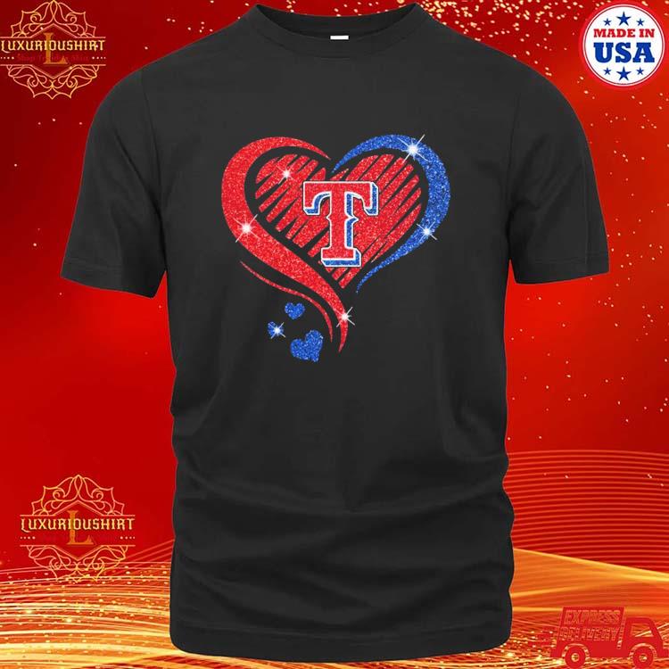 Official Texas Rangers Logo Diamond Heart T-shirt