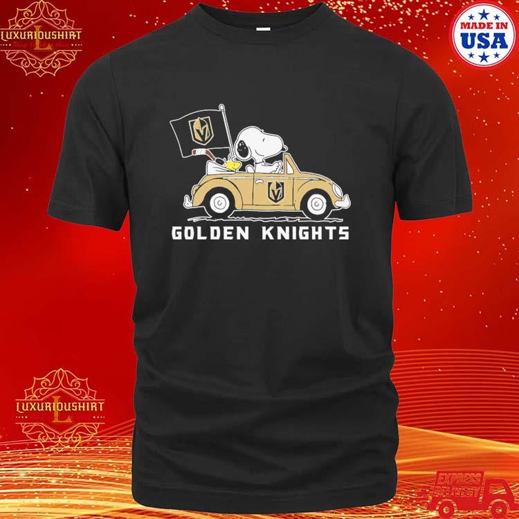 Official The Peanuts Snoopy And Woodstock Driver Car Vegas Golden Knights Hockey Flag And Logo 2024 T-shirt