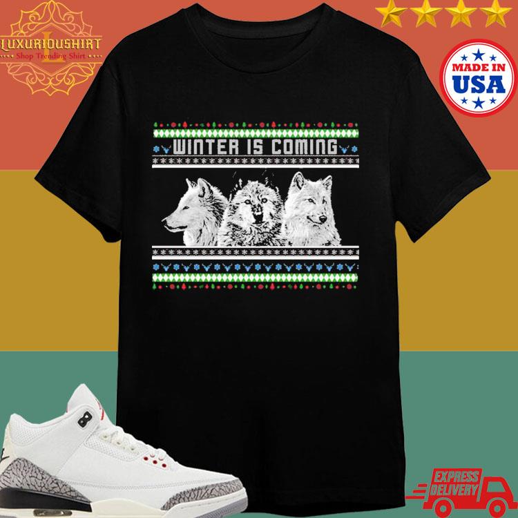 Official Three Wolf Cool Winter Is Coming Ugly Christmas Sweater