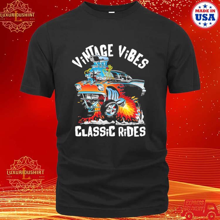 Official vintage Vibes Rides Retro Nostalgia Car Cartoon Art T-shirt