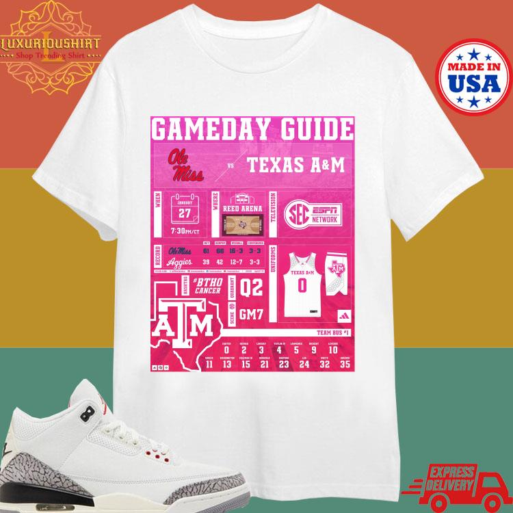 Official Gameday Guide Ole Miss Vs Texas A & M Starting Lineup T-shirt