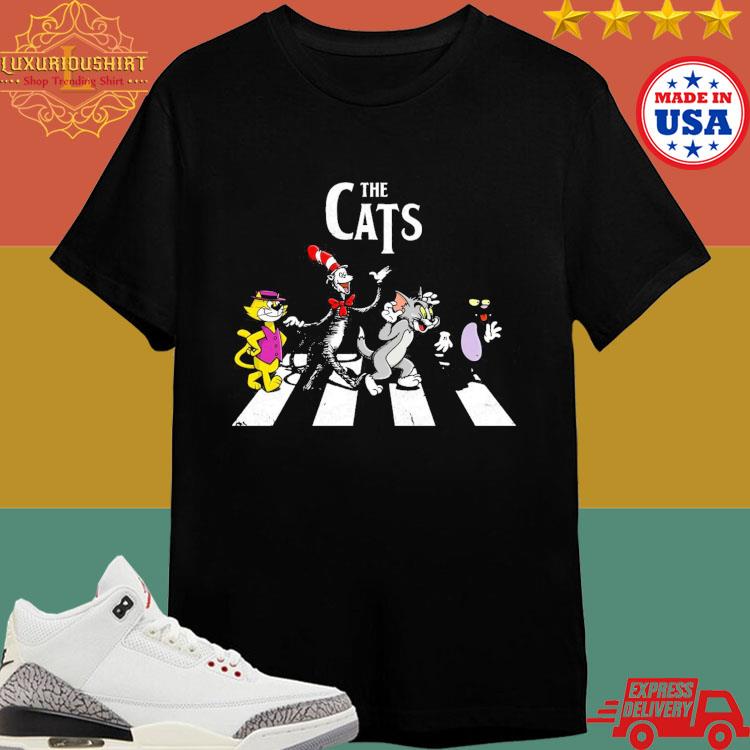 Official The Famous Cat In Cartoon Walking On Abbey Road T-shirt