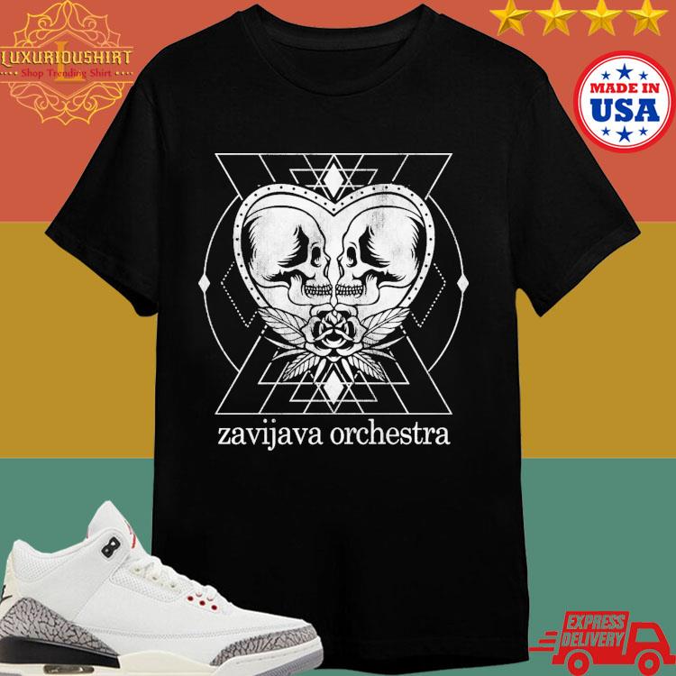 Official Zavijava Orchestra Skull Heart Love T-shirt