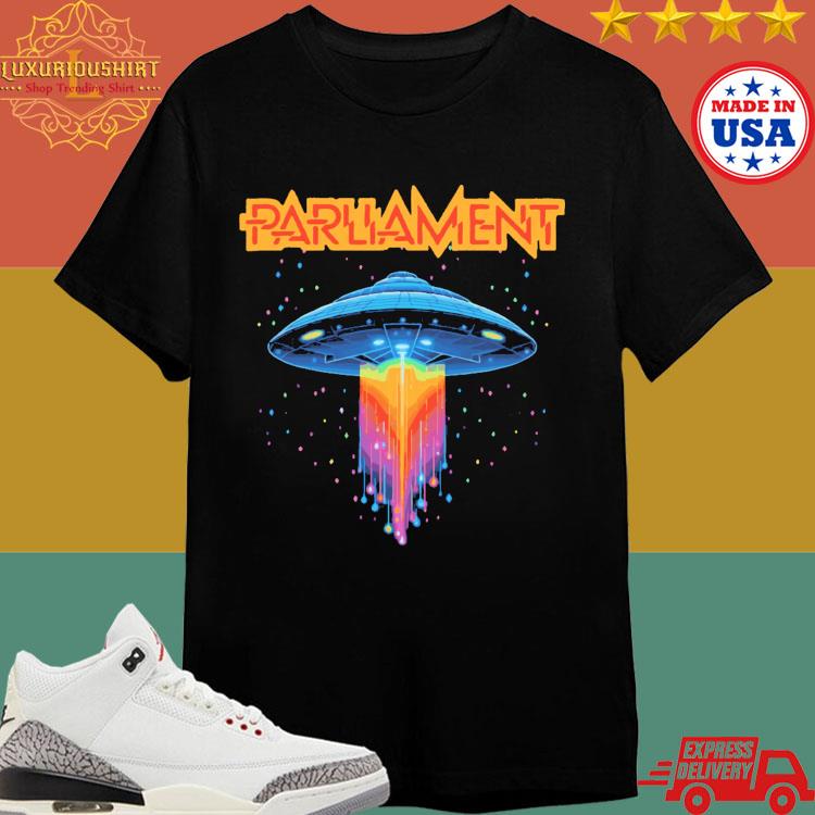Official Parliament Funkadelic Retro Mothership UFO Rock Funk Throwback T-Shirt