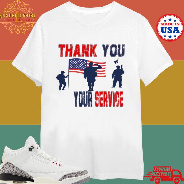 Official Thank You For Your Service Soldier America Flag T-shirt