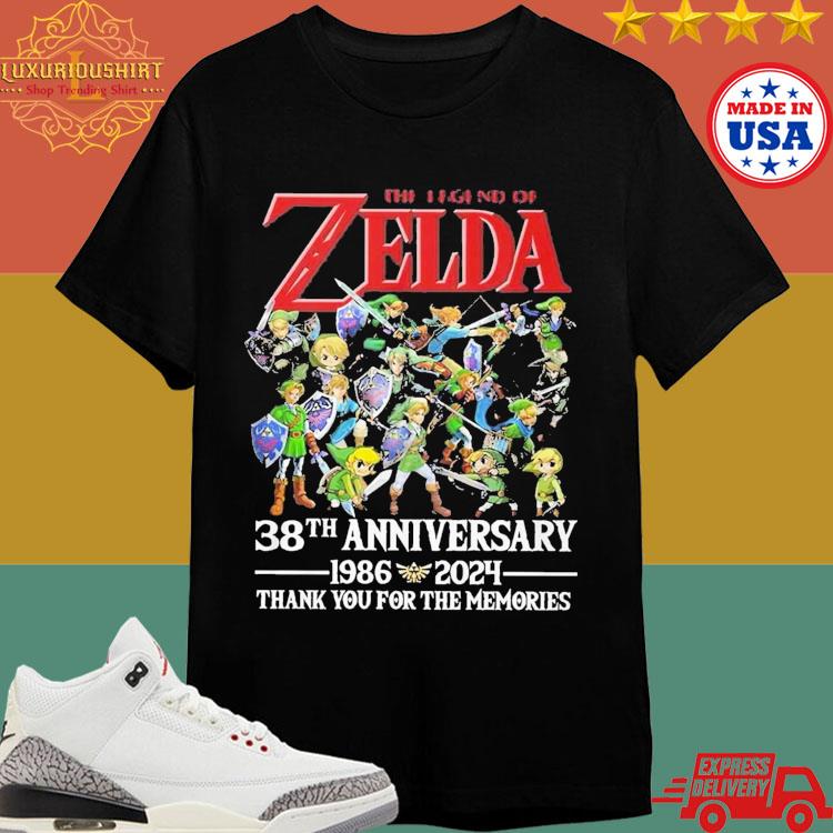 Official The legends of zelda 38th anniversary 19862024 thank you for the memories T-shirt