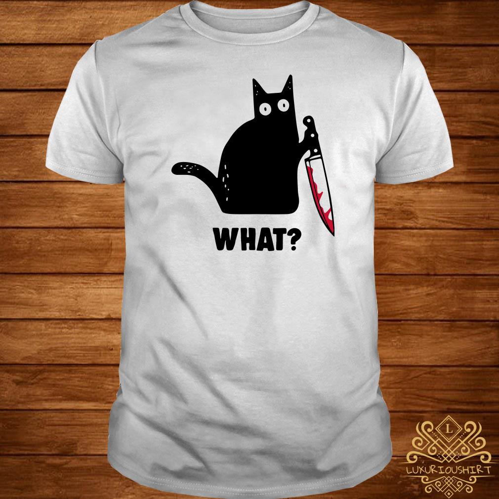 black cat with knife shirt