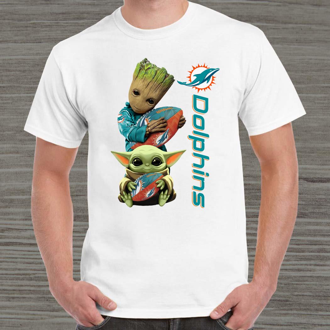 Buy Baby Groot And Baby Yoda Hug Miami Dolphins Shirt For Free Shipping  CUSTOM XMAS PRODUCT COMPANY